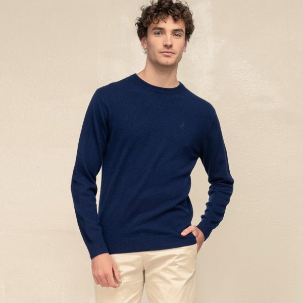 Polo Long Sleeve Crew Cashmere Knitwear Navy - Image 3