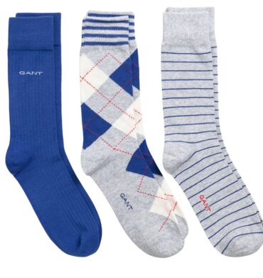 Gant 3 Pack Argyle with Gift Box Socks Light Grey
