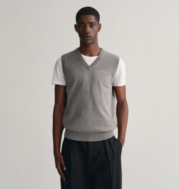 Gant Classic Cotton Vest Dark Grey Melange