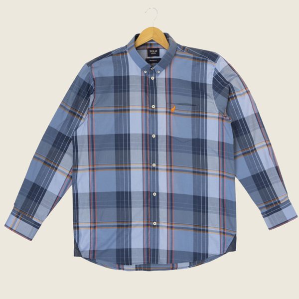 Polo Long Sleeve Bold Check Weekender Blue