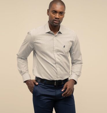 Polo Long Sleeve Geo Printed Shirt Fatigue