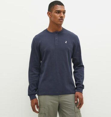 Polo Long Sleeve Waffle Tee Navy