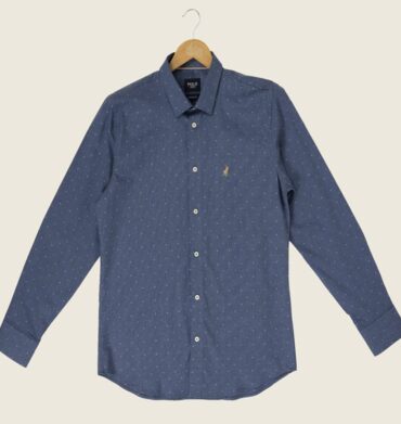 Polo Long Sleeve Jacquard Shirt Blue