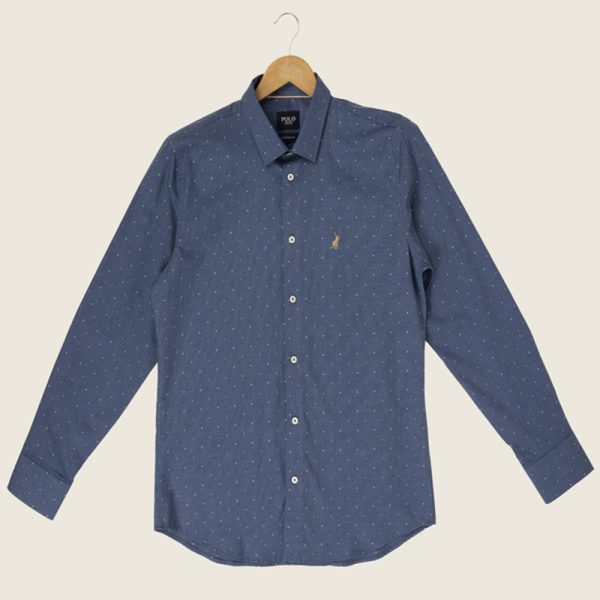 Polo Long Sleeve Jacquard Shirt Blue