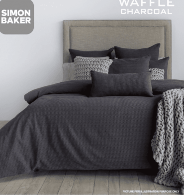 Simon Baker Waffle Cotton Duvet Cover Set Charcoal