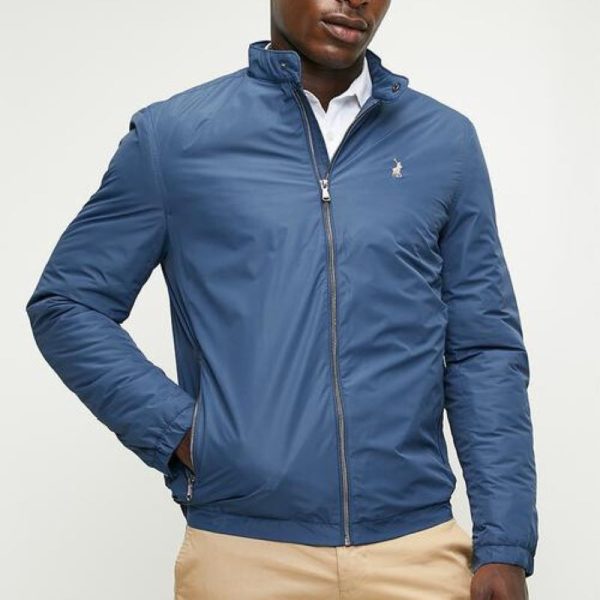 Polo Long Sleeve Tech Puffer Harrington Jacket Blue