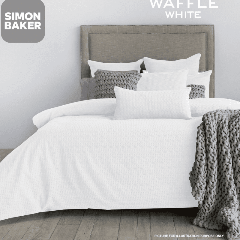 Simon Baker Waffle Cotton Duvet Cover Set White
