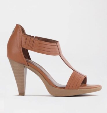Froggie 10729 T-Bar High Heel Sandal in Tan