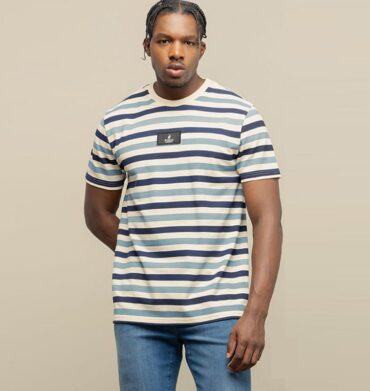 Polo PJC Overdyed Striped Pique S/S Tee Blue