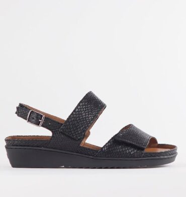 Froggie 12655 2-Strap Sandal with Removable in Black