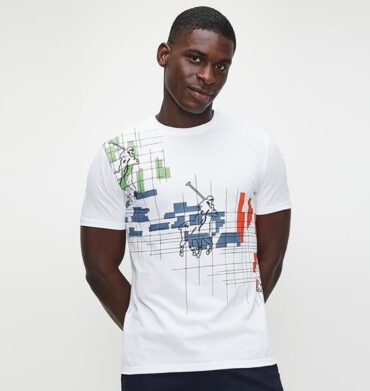 Polo Distorted Printed Short Sleeve Tee - Off White