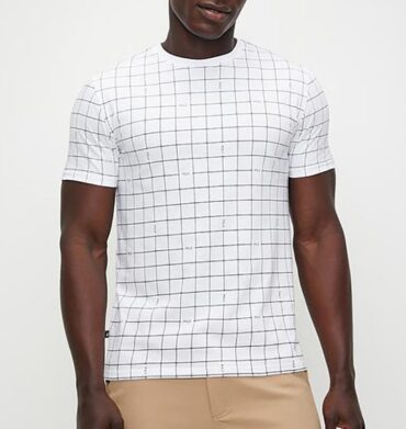 Polo Printed Grid Short Sleeve Tee - White