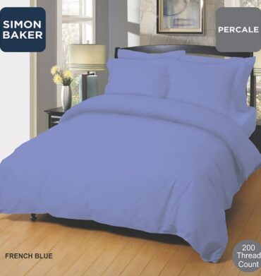 Simon Baker 200TC Percale Duvet Cover - F/Blue