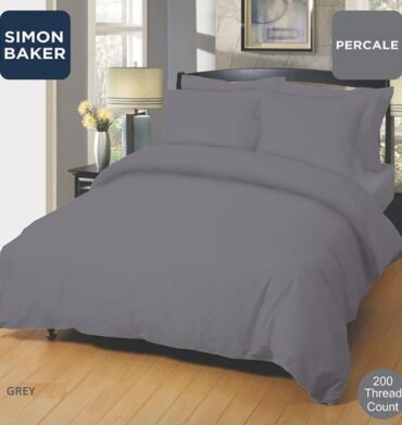Simon Baker 200TC Percale Duvet Cover - Grey