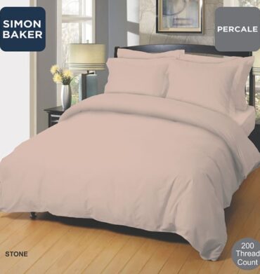 Simon Baker 200TC Percale Duvet Cover - Stone
