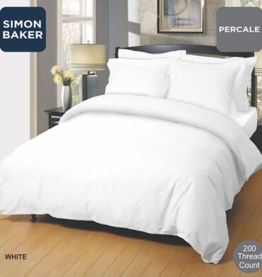 Simon Baker 200TC Percale Duvet Cover - White