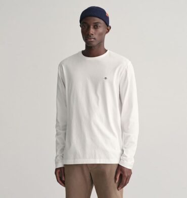 Gant Sheild Regular Long Sleeve T-Shirt Eggshell