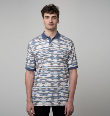 Polo Mens Abstract Printed Short Sleeve Golfer Taupe