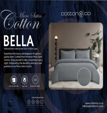 Cotton Co Bella Micro Satin Duvet Cover-Grey