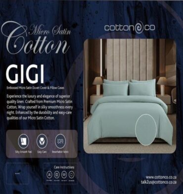 Cotton Co Gigi Micro Satin Duvet Cover-Duck Egg