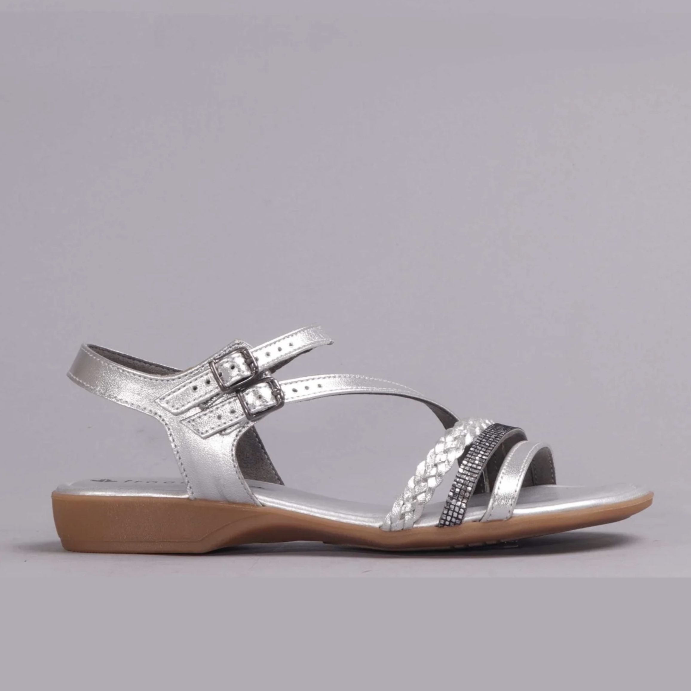 Froggie 12421 Flat Sandle Dbl Strap Silver - Metro Menlyn