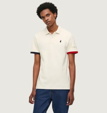 Polo Men's Tipped Cuff Short Sleeve Golfer-White