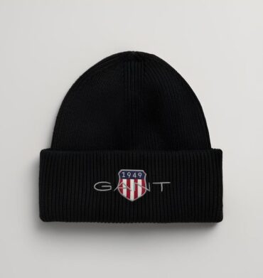 Gant Cotton Archive Sheild Beanie Black
