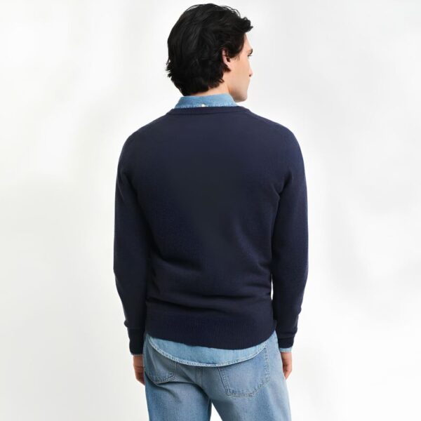 Gant Superfine Lambswool V-Neck Sweater Denim - Image 3