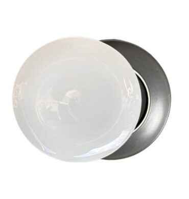 Ceramic Dinner Plate Black and White 3970D