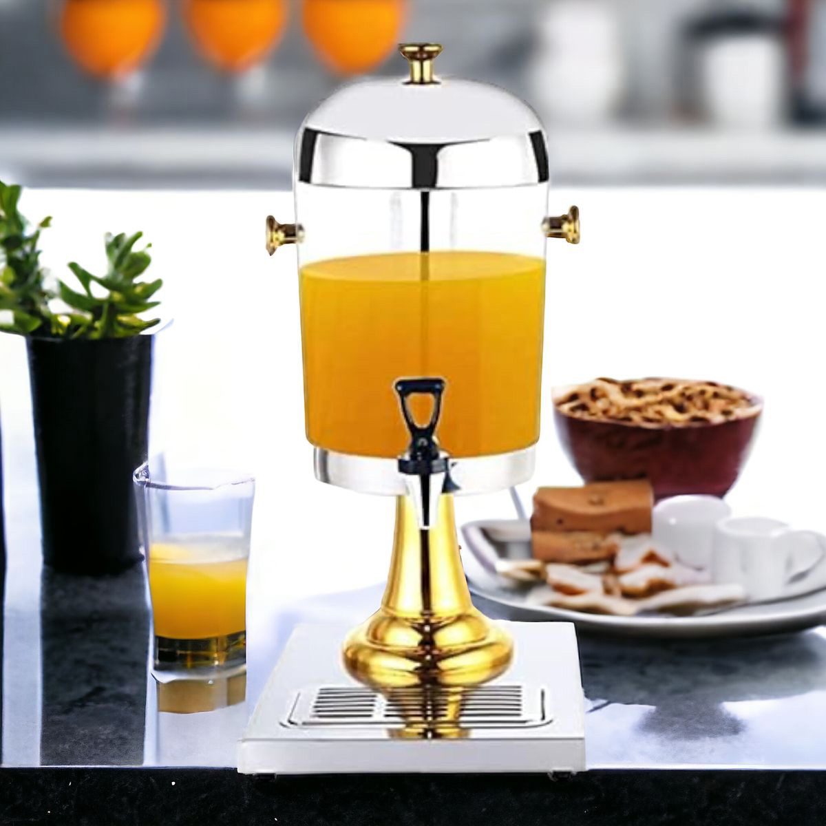 Beverage Dispenser 8Lt Gold Stand With Lid AD01605 (3)