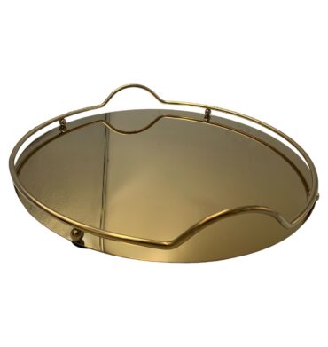 Tray Round Stainless Steel Gold 40cm AD01089
