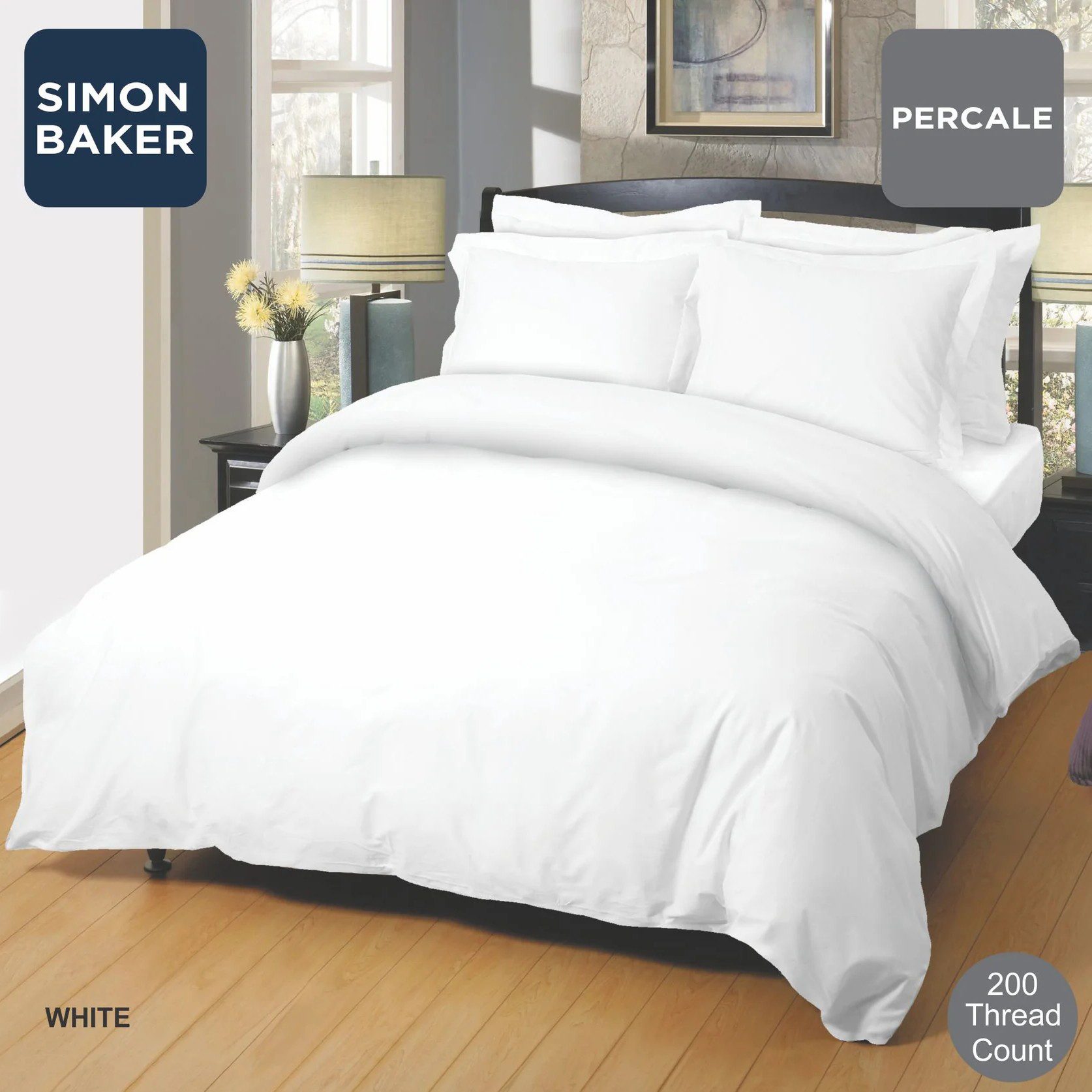 Simon Baker Pillowcase Continental White T200