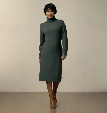 Polo Olivia Long Sleeve Knit Dress Forest Green