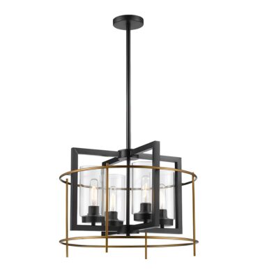 BS CH082/4 Metal Chandelier with Clear Glass