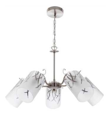 BS CH239/5 Satin Chrome Patterned Frosted Glass