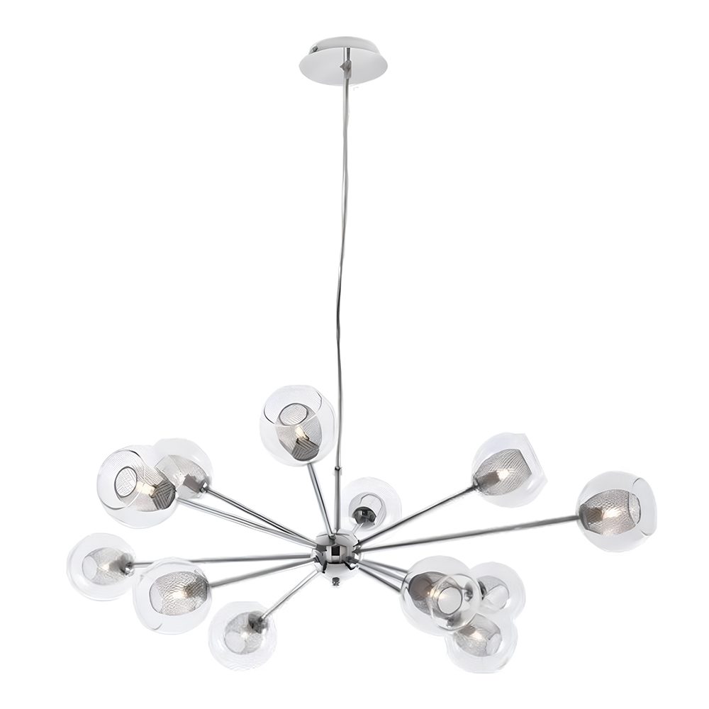 BS CH240/12 Polished Chrome Clear Glass Chandelier