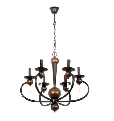 BS CH3063/6 Black and Gold Iron Chandelier