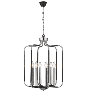 BS CH515/6 Chrome Polished Black Chandelier Chrome
