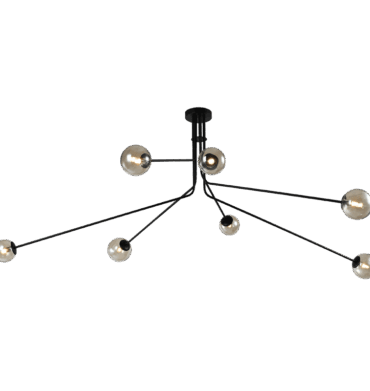 BS CH700/7 Black Metal Chandelier with Amber Glass