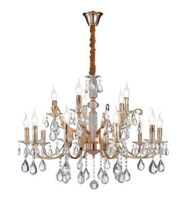 BS CH511/15 Iron Clear Glass and Crystal Chandelier