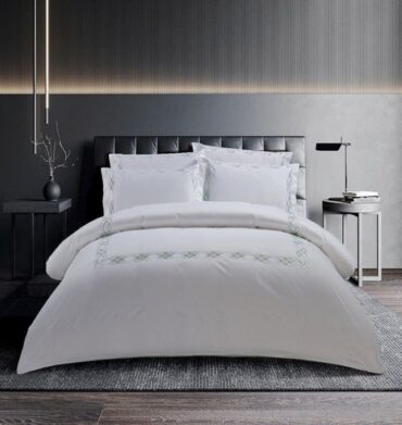 Cotton Co Donato Duvet Cover 400TC White/Duck Egg