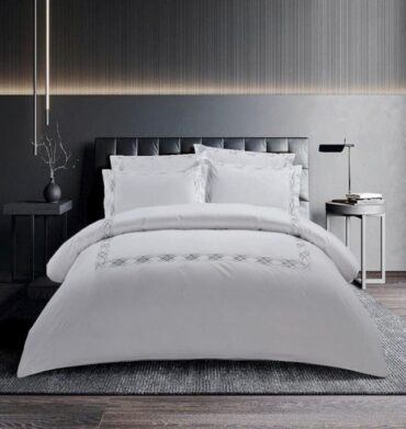 Cotton Co Donato Duvet Cover 400TC White and Grey