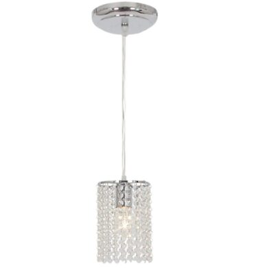 Bright Star PEN433/1 CHROME Polished Chrome Pendant Clear Acrylic Crystals