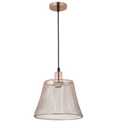 Bright Star PEN516 ROSE GOLD Steel Mesh Pendant Black Cord