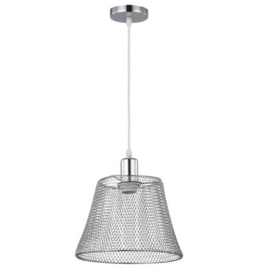 Bright Star PEN517 CHROME Steel Mesh Polished Pendant White Cord