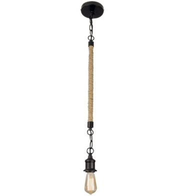 Bright Star PEN588 BLACK Metal Pendant with Rope Adjustable Chain