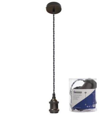 PEN784 GUN METAL Gun Metal Colour Pendant with Black Twist Cord