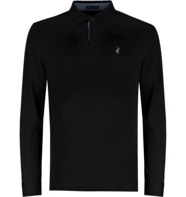 Polo Mens Double Yarn Long Sleeve Golfer Black