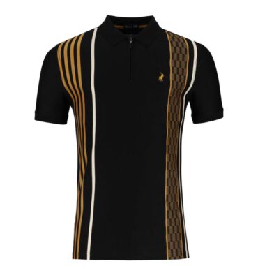 Polo Mens 1/4 Zip Short Sleeve Golfer Black