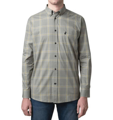 Polo Easy Care Check Long Sleeve Shirt Fatigue